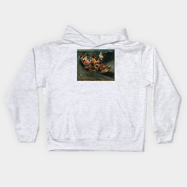 Christ on the Sea of Galilee by Eugene Delacroix Kids Hoodie by Classic Art Stall